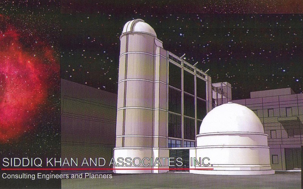 Graphic of the planetarium alongside the current Stocker AstroScience Center building. Siddiq Khan and Associates, Inc. - Consulting Engineers and Planners
